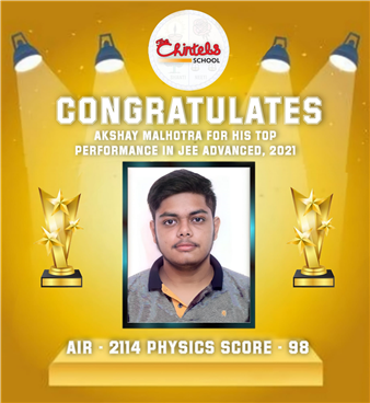 Akshay Malhotra from the 2020-21 batch for clearing JEE Advanced in his very first attempt with AIR 2114.